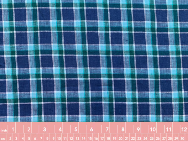 Yarn Dyed Linen - Electric Blue Plaid