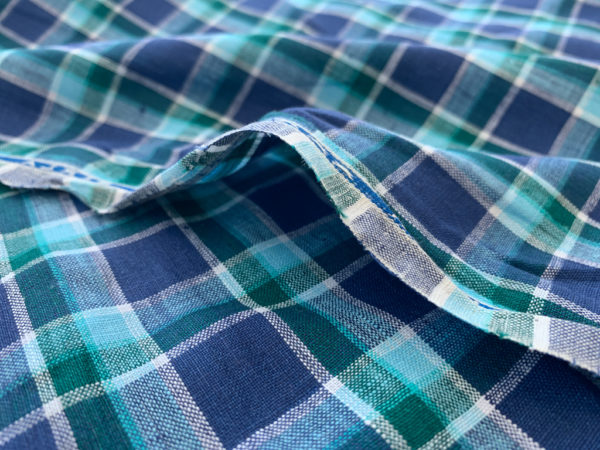 Yarn Dyed Linen - Electric Blue Plaid