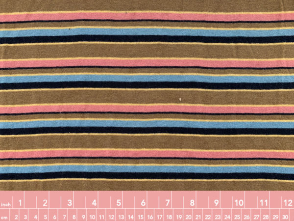 Designer Deadstock - Cotton Knit - Brown/Pink/Blue Stripe