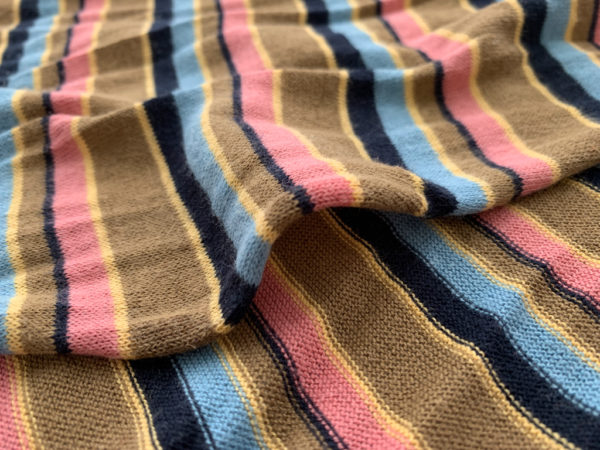 Designer Deadstock - Cotton Knit - Brown/Pink/Blue Stripe