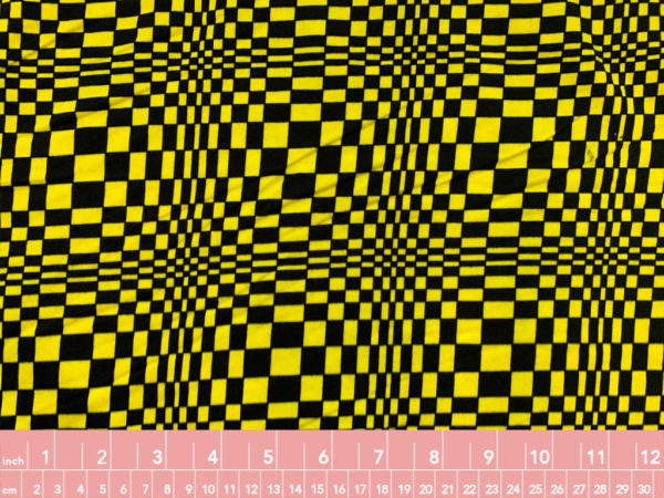 Sydney - Cotton/Spandex Jersey - Psychedelic Checkerboard - Yellow