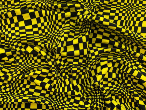 Sydney - Cotton/Spandex Jersey - Psychedelic Checkerboard - Yellow