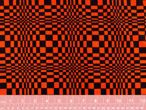 Sydney - Cotton/Spandex Jersey - Psychedelic Checkerboard - Orange