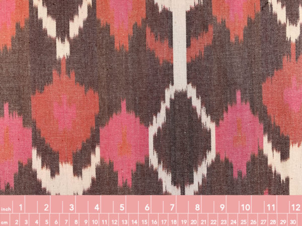 Abstract Tulip Cotton Ikat - Pink/Brown