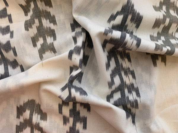 Pine Trees Cotton Ikat - Grey on Natural