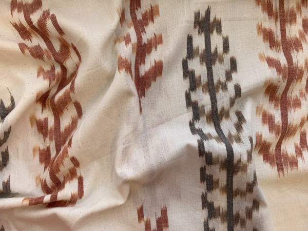 Pine Trees Cotton Ikat - Brown on Natural