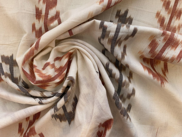 Pine Trees Cotton Ikat - Brown on Natural