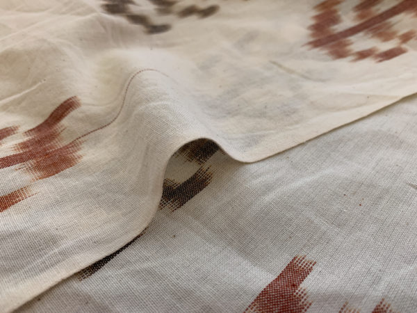 Pine Trees Cotton Ikat - Brown on Natural