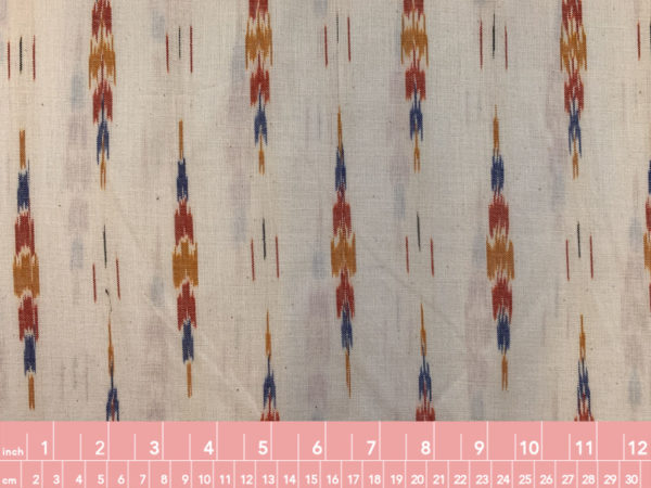Feathers Cotton Ikat - Primary on Natural