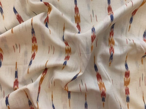 Feathers Cotton Ikat - Primary on Natural