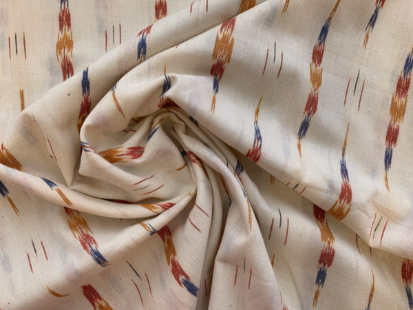 Feathers Cotton Ikat - Primary on Natural