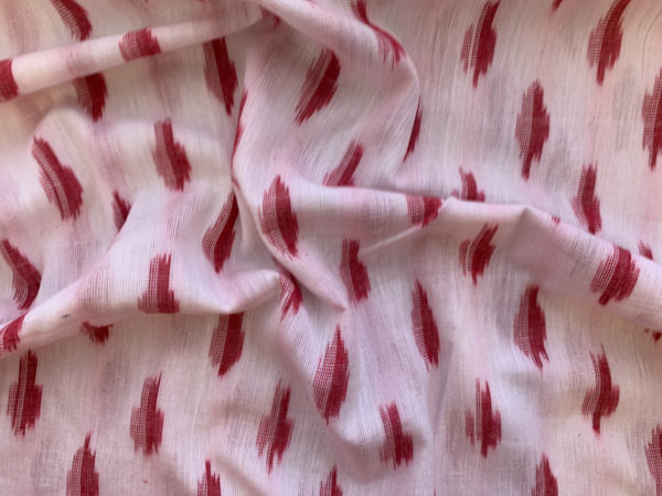 Feathers Cotton Ikat - Red on White