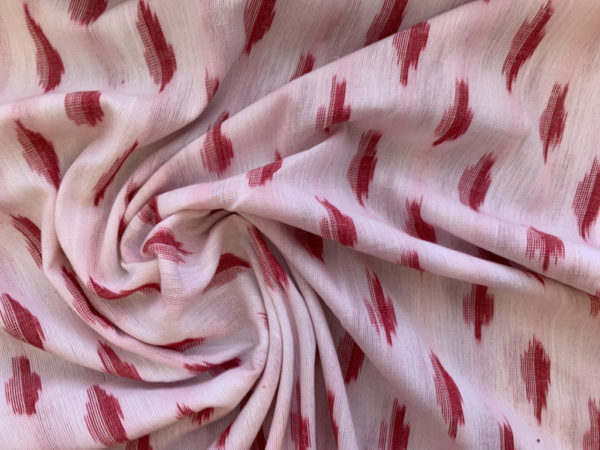 Feathers Cotton Ikat - Red on White