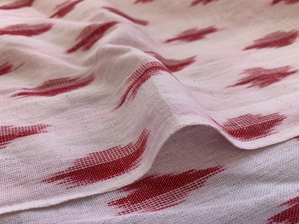 Feathers Cotton Ikat - Red on White