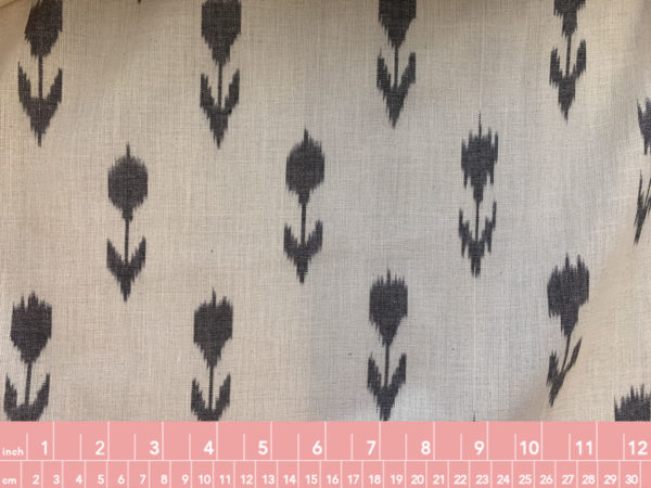 Tulips Cotton Ikat - Grey on Natural