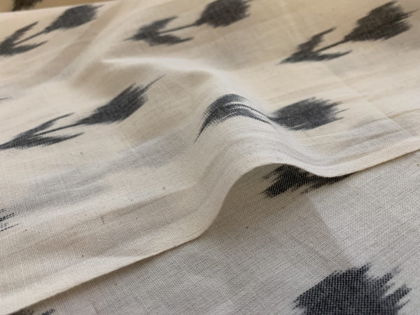 Tulips Cotton Ikat - Grey on Natural