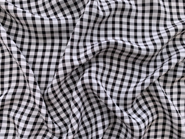 Designer Deadstock - Silk Crepe de Chine - Black/White Gingham