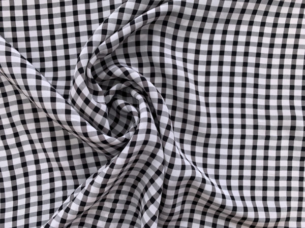 Designer Deadstock - Silk Crepe de Chine - Black/White Gingham