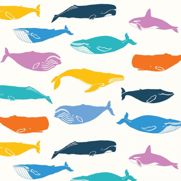 Birch – Organic Cotton Poplin – Whales – Multi