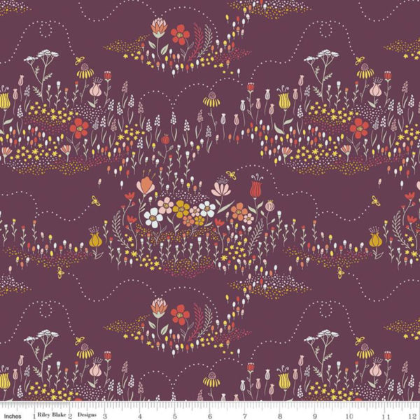 Quilting Cotton - Harmony – Buzzing Meadow – Grape