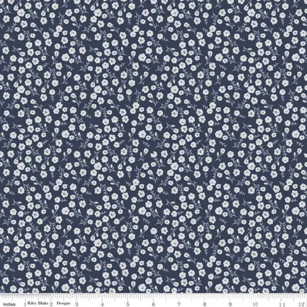 Quilting Cotton - Gingham Foundry - Blossoms - Navy