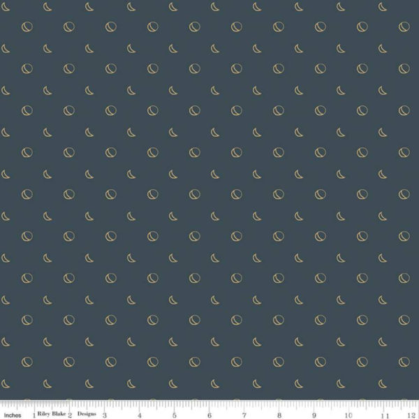 Quilting Cotton - Beneath the Western Sky – Moons – Navy