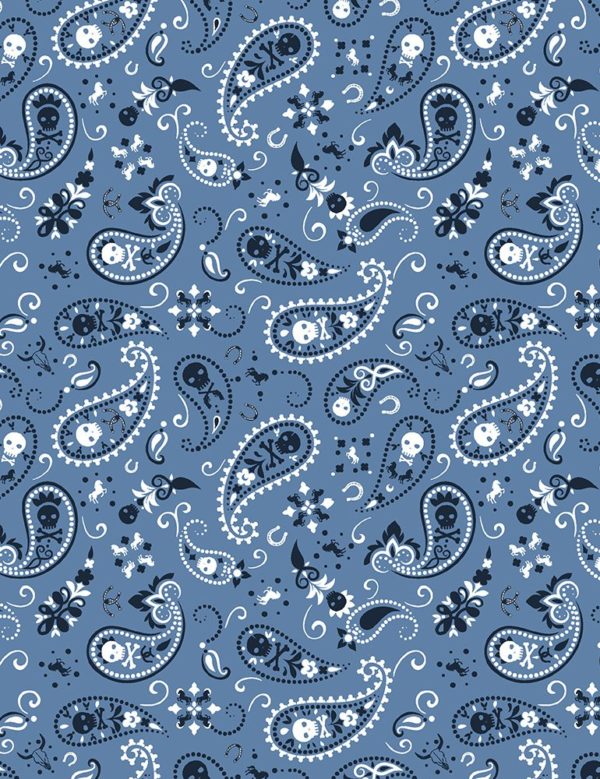 Quilting Cotton - Wanted - Bandana - Azure