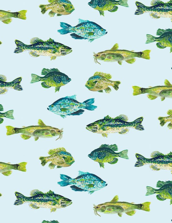 Quilting Cotton - Creekside – Fish – Blue