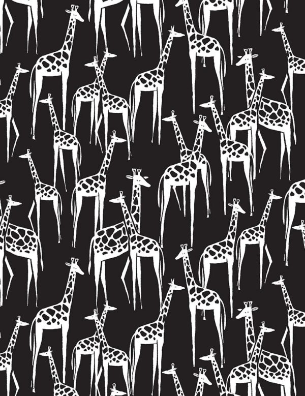 Quilting Cotton - ABC Menagerie – Giraffes – Black