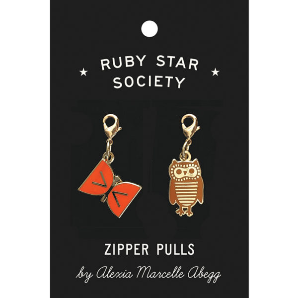 Ruby Star Society – Owl & Bow – Zipper Pulls