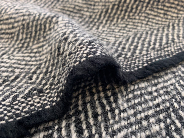 Designer Deadstock - Italian Wool Coating - Black Chevron