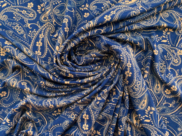 Designer Deadstock - Viscose Knit - Blue Paisley