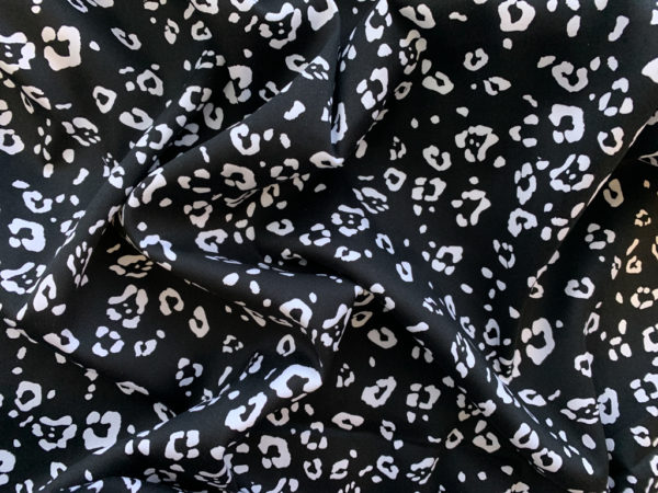 Cotton/Spandex Stretch Sateen - Cheetah - Black/White