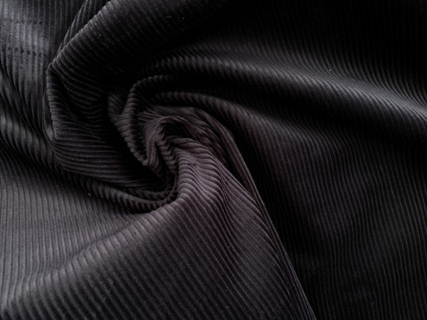 8 Wale Cotton/Spandex Corduroy - Midnight Black