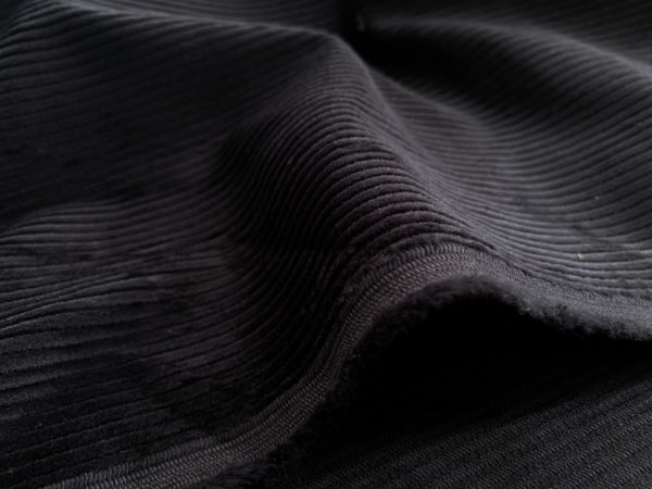 8 Wale Cotton/Spandex Corduroy - Midnight Black