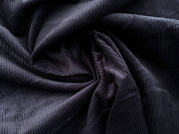 8 Wale Cotton/Spandex Corduroy - Midnight Black