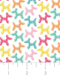 Cotton Flannel - Be the Rainbow - Bright Balloon Animals - White