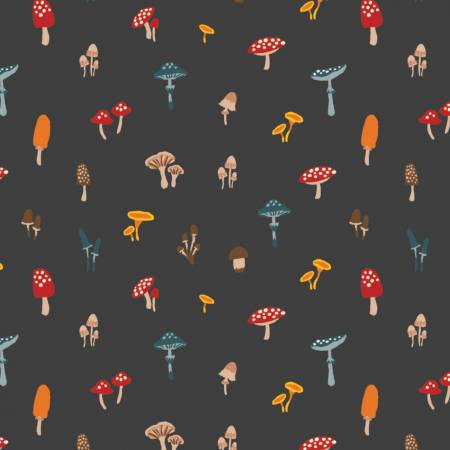 Quilting Cotton - Camelot - Charcoal Toadstools - Stonemountain ...