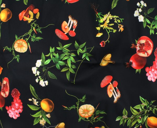 Digital Print Cotton/Spandex Sateen - Edible Garden