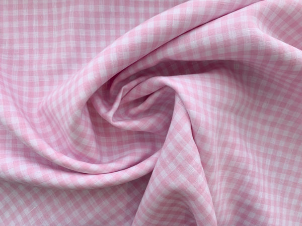 Yarn Dyed Linen - Candy Pink Gingham