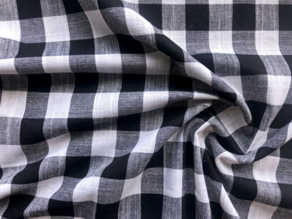 Cotton/Linen Gingham - Big Check - Black