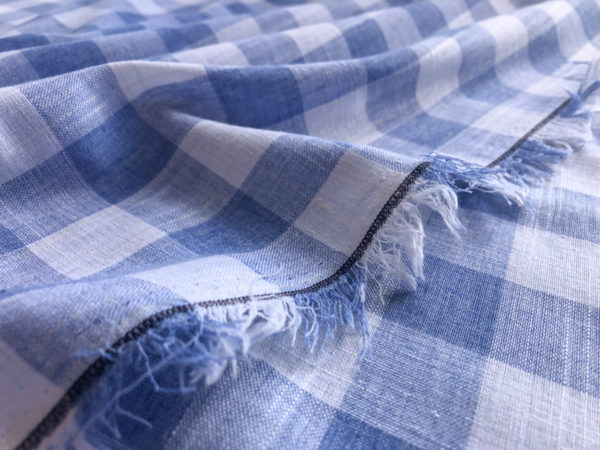 Cotton/Linen Gingham - Big Check - Sky Blue