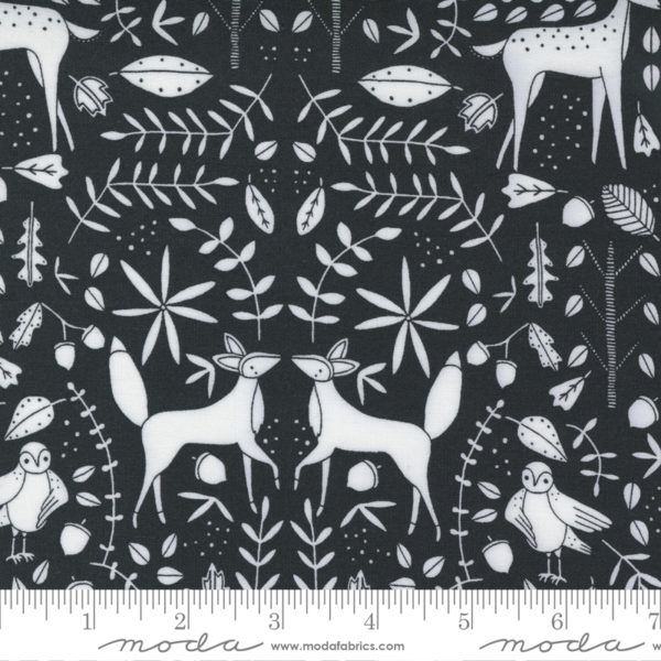 Quilting Cotton - Nocturnal - Forest Creatures - Black