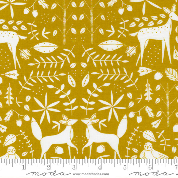 Quilting Cotton - Nocturnal - Forest Creatures - Gold