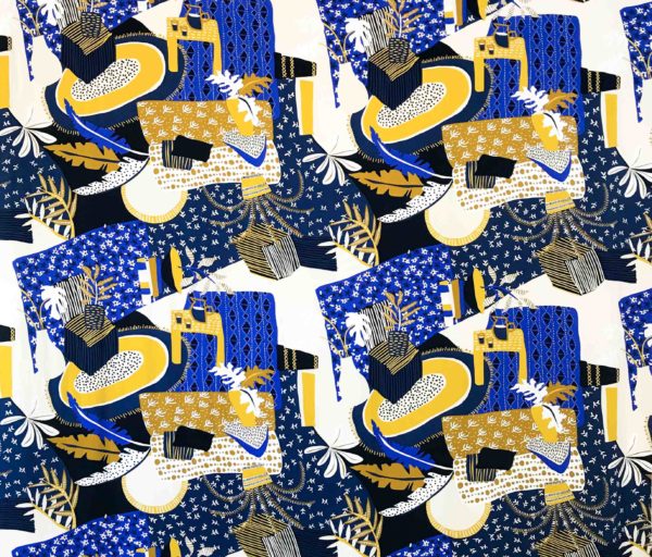 Printed Rayon Twill - Living - Royal/Gold