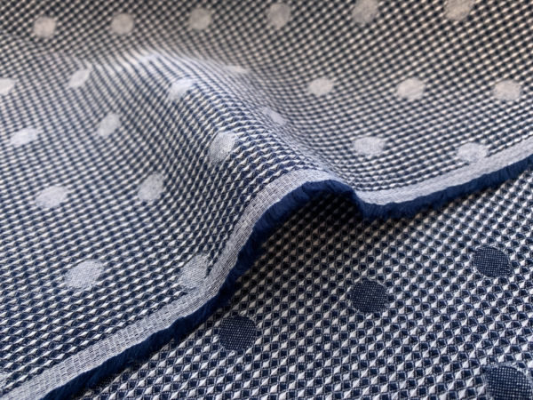 Japanese Yarn Dyed Cotton Jacquard - Blue Spot