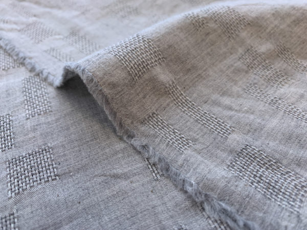 Japanese Yarn Dyed Cotton Jacquard - Taupe Checker