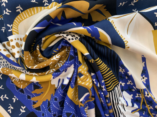 Printed Rayon Twill - Living - Royal/Gold