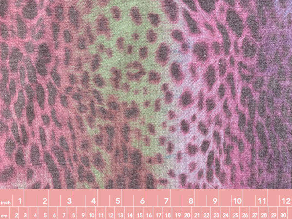 Lili Poly/Rayon Fleece - Leopard - Pink/Green