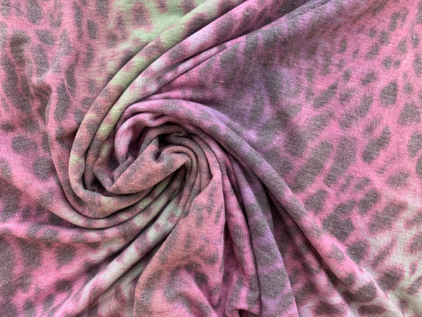 Lili Poly/Rayon Fleece - Leopard - Pink/Green